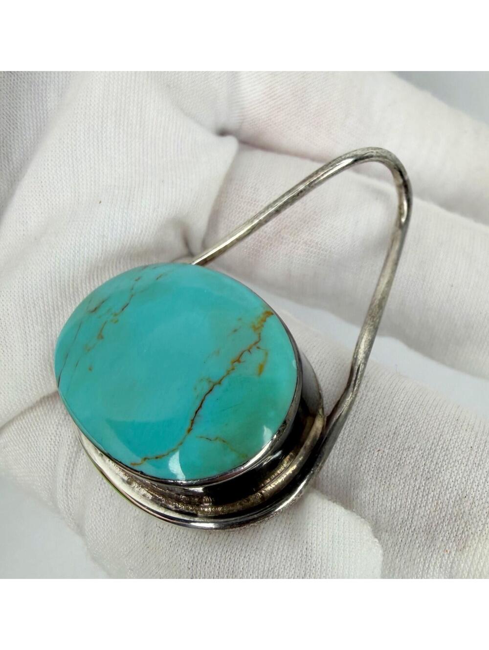 Vintage Taxco Mexico Pendant Sterling Silver Teal Turquoise TC-75 - Picture 5 of 14